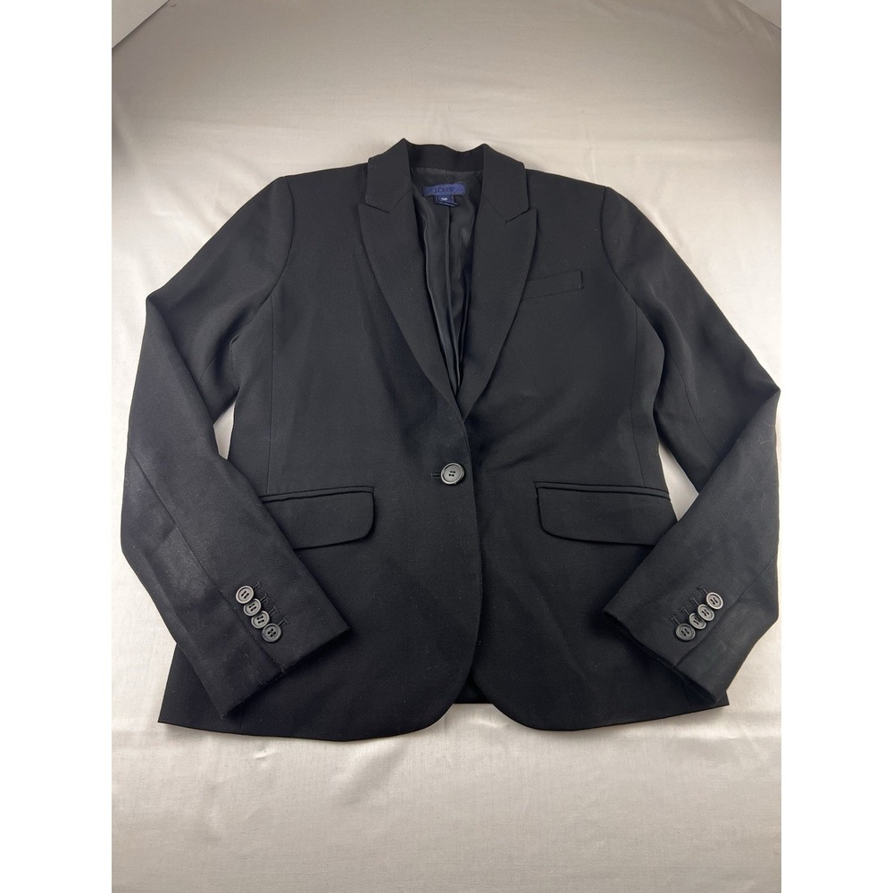J. CREW Petite Blazer Black Single Button Suit Jacket Career Office Womens Sz 2P